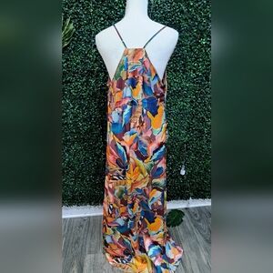 Nicole Miller Blue and Orange Halter Sundress